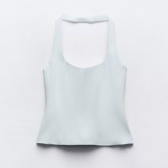Zara Tops - ZARA Fitted Halter Top in Pastel Blue
